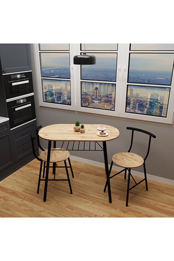 2 Kişilik Masa Takımı Mutfak Masa Sandalye Seti Çam 1100