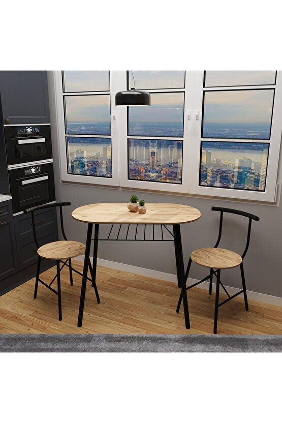 2 Kişilik Masa Takımı Mutfak Masa Sandalye Seti Çam 1100