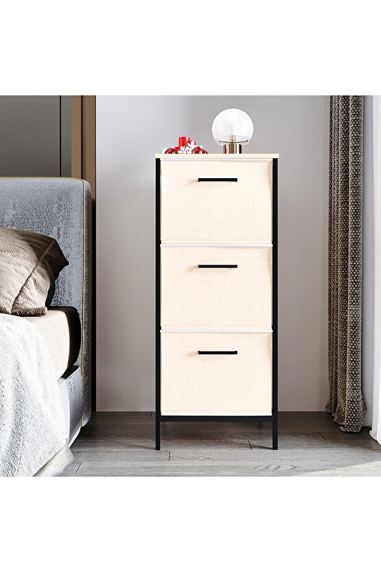 3 Çekmeceli Çok Amaçlı Dolap Büyük Boy Komodin Sehpa