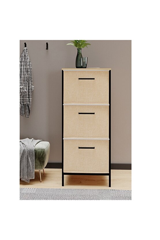 3 Çekmeceli Çok Amaçlı Dolap Büyük Boy Komodin Sehpa