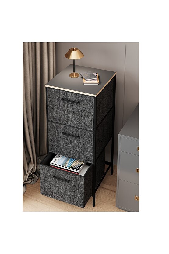 3 Çekmeceli Çok Amaçlı Dolap Büyük Boy Komodin Sehpa