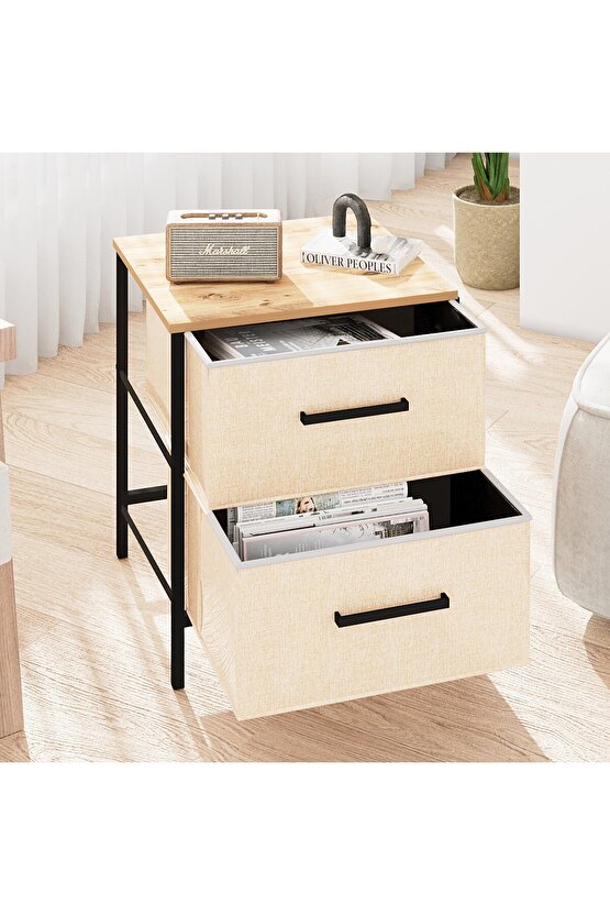 2 Çekmeceli Çok Amaçlı Dolap Komodin Sehpa