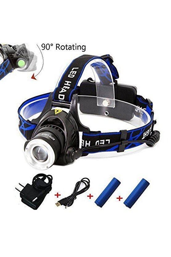 Yüksek Kalite Şarjlı Led Kafa Feneri, 3 Fonksiyonlu Bekçi, Çoban, Kampçı, Balıkcı Çiftci Kafa Feneri