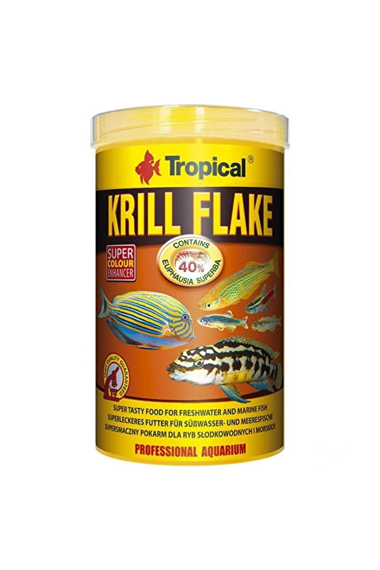 Krill Flakes Tropikal Balıklar için Krill İçerikli Pul Balık Yemi 100 Ml 20 Gr