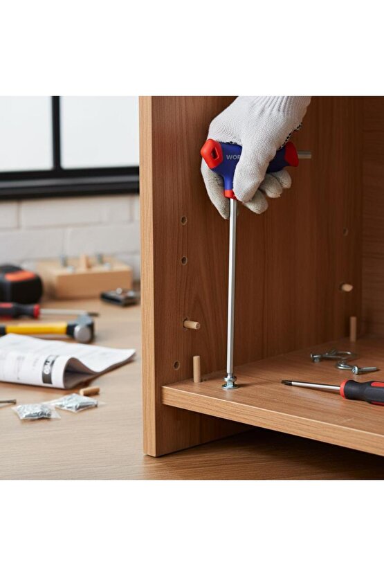 WP200542 8 Parça CR-V Top Başlı T Tipi Uzun Profesyonel Allen Anahtar Takımı