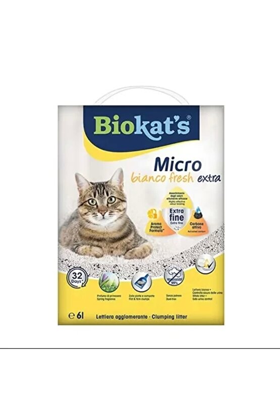 Micro Fresh Extra Bahar Kokulu Aktif Karbonlu Topaklanan Doğal Kedi Kumu 1 Adet 6 Lt