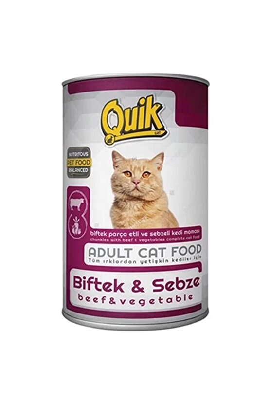 Biftek ve Sebzeli Yetişkin Konserve Kedi Maması 1 Adet 415 Gr