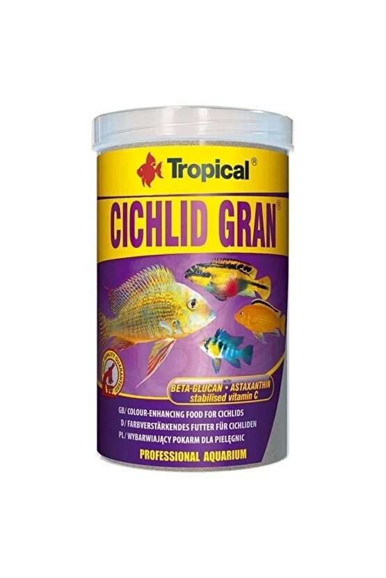 Cichlid Gran Cichlid Balıkları için Renklendirici Granül Balık Yemi 250 Ml 138 Gr
