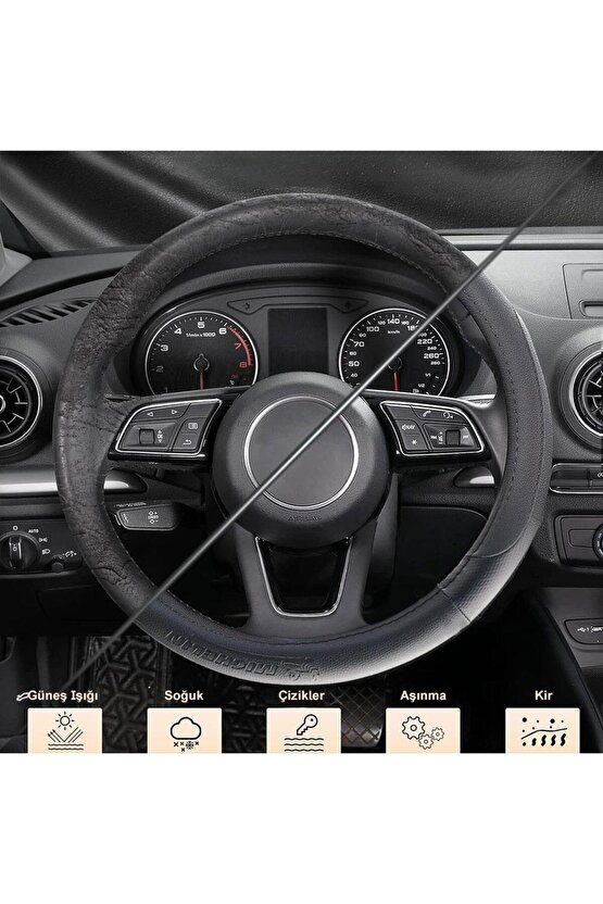 MC1003NR Premium Suni Deri Direksiyon Kılıfı KIRMIZI