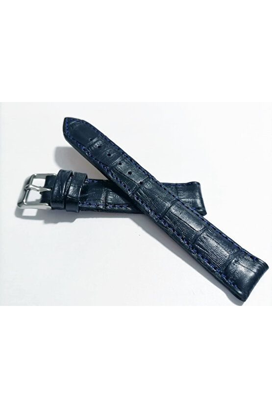 &Her Saate Uyumlu  Hakiki Deri Saat Kordonu 18   mm  (141)  Mavi