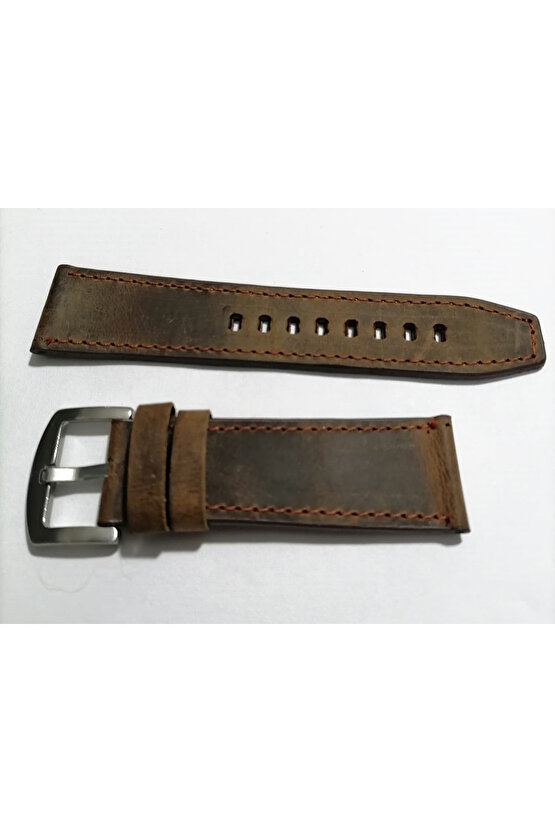 Greyzi Deri Fosil & Her Saate Uygun Saat Kordonu 26 mm kahve   (129)