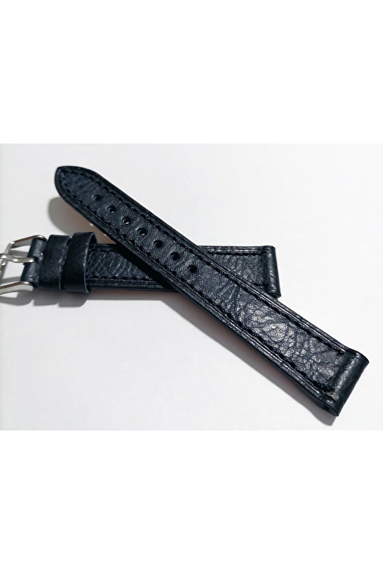 &Her Saate Uyumlu  Lazivert   Hakiki  Deri Saat Kordonu 18  mm  (104 )