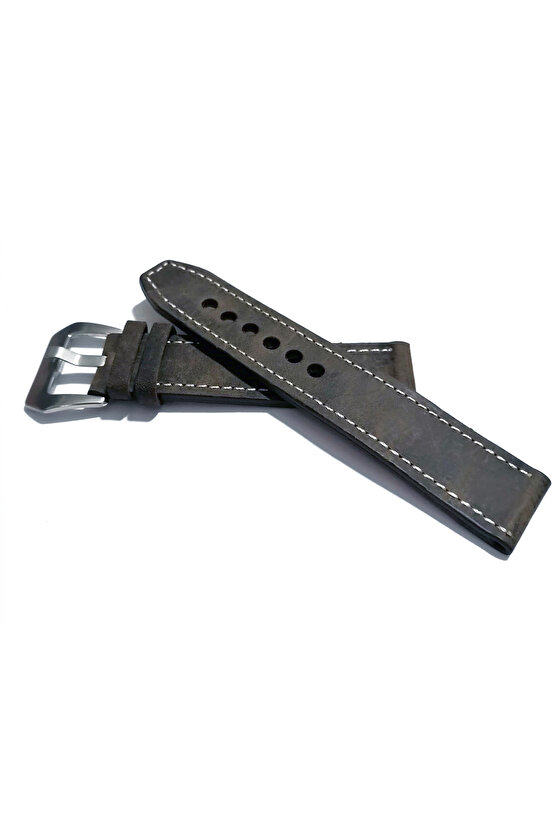 & Fosil  Uyumlu &Her Saate Uyumlu greyzi  Deri Saat Kordonu 24  mm  (84)  gri