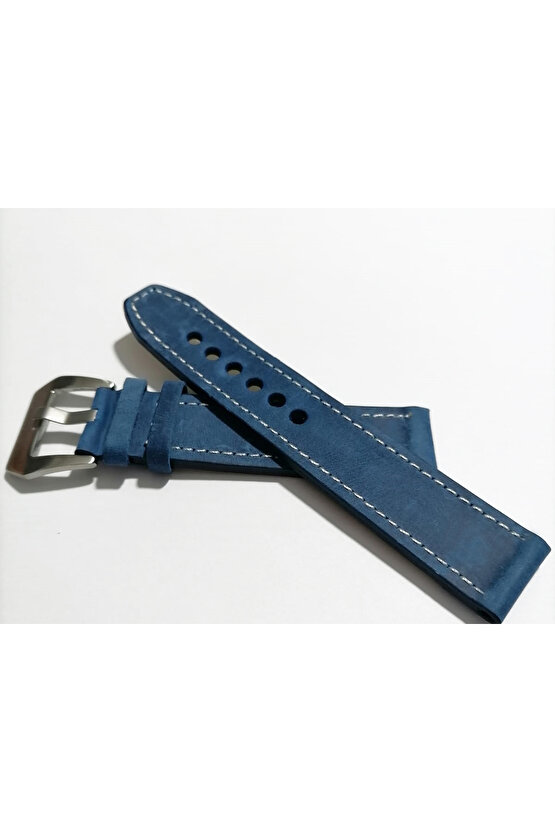 & Fosil  Uyumlu &Her Saate Uyumlu greyzi  Deri Saat Kordonu 24  mm  (85)  mavi