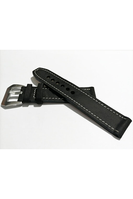 & Fosil  Uyumlu &Her Saate Uyumlu greyzi  Deri Saat Kordonu 22  mm  (64 )Siyah