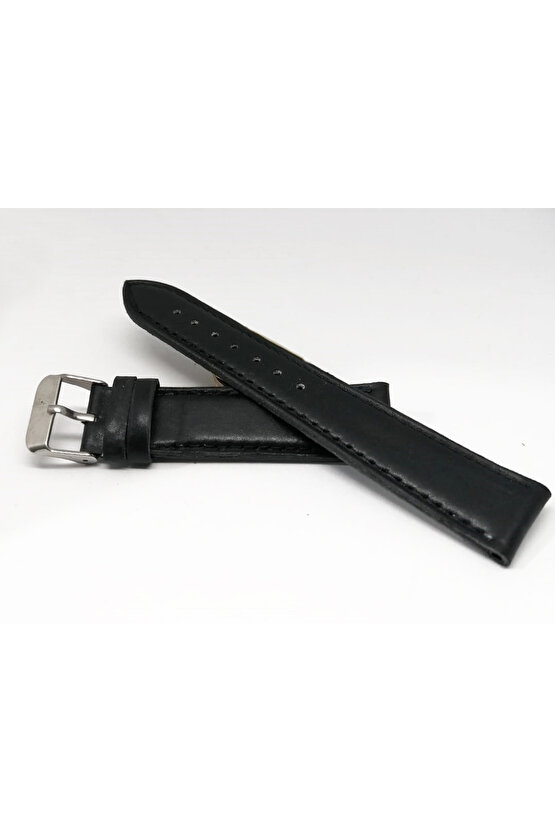 HAKİKİ DERİ  SİYAH  DÜZ  20 MM   SAAT KORDONU