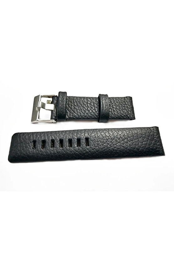 Dizel Uyumlu 26 mm  siyah hakiki deri saat kordonu