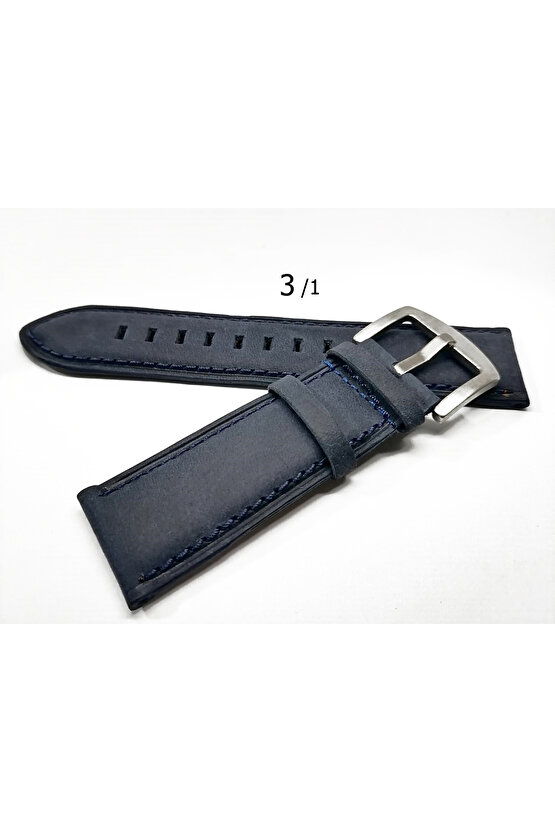 Hakiki Deri her markaya  uygun 22 mm  lazivert   deri saat kordonu 31