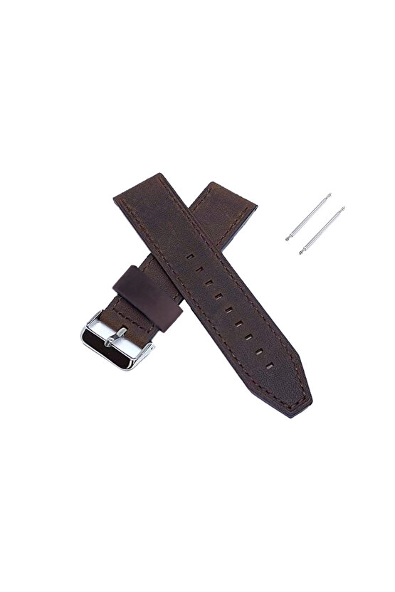 60-fossil Uyumlu Hakiki < 9 >deri Saat Kordonu 22 Mm Kahverengi