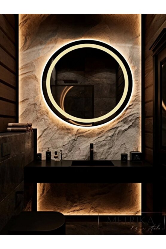 70 cm Kumlamalı Gün Işığı Ledli Yuvarlak Banyo Aynası Makyaj Aynası Trafolu