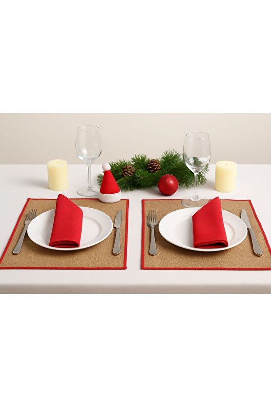 Jüt Amerikan Servis Kırmızı Kenarlı 2 Adet