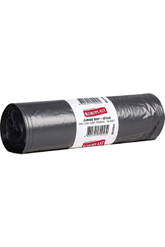 Endüstriyel Jumbo Boy Çöp Poşeti Siyah 10 Lu 80 X 110 Cm X 3 Paket