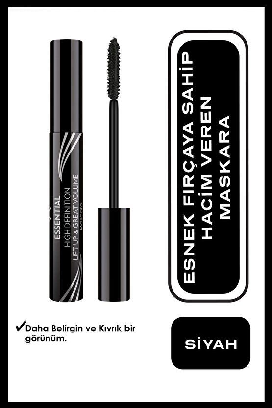 Essential High Definition & Lift Up&great Volume Mascara Black - Hacim Veren Maskara