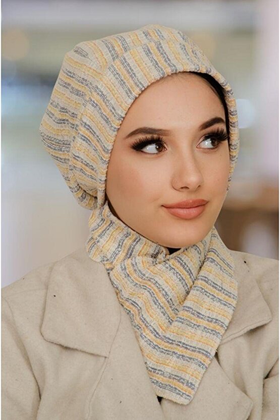 Kemik Çizgili Tesettür Bere Ve Etol Takım