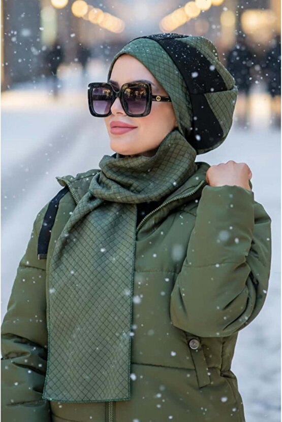 Haki Siyah Kapitone Tesettür Bere