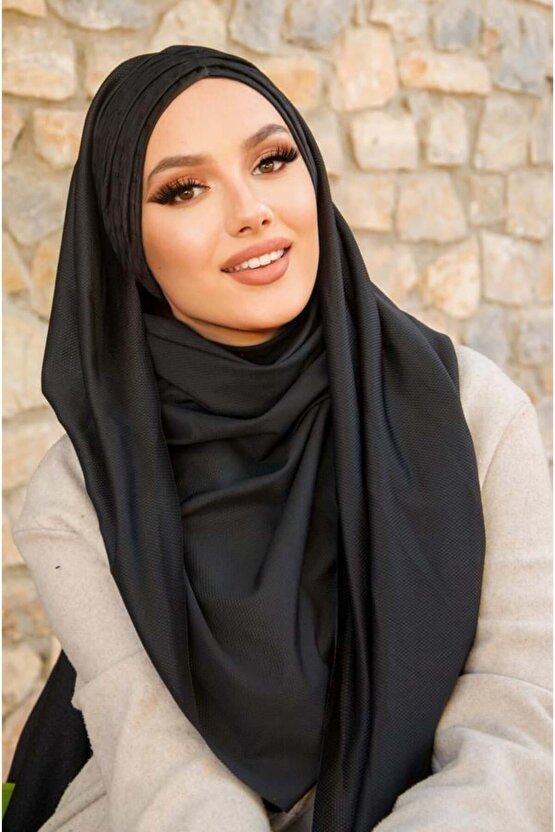 Siyah Büzgülü Hazır Şal