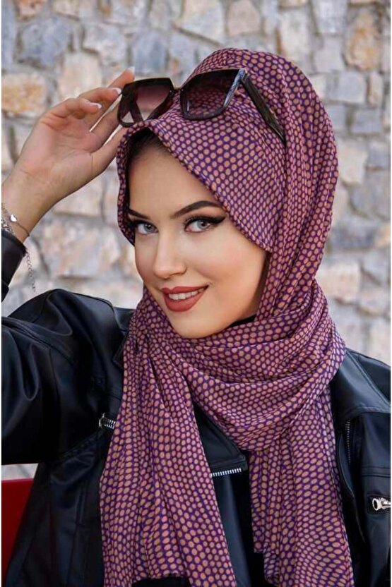 Mor Taba Puanlı Köpük Şapka Şal