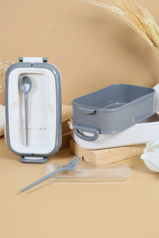 2 Katlı Sızdırmaz Taşıma Saplı Saklama Beslenme Kabı - Mikrodalgaya Uygun Öğle Yemeği Kabı