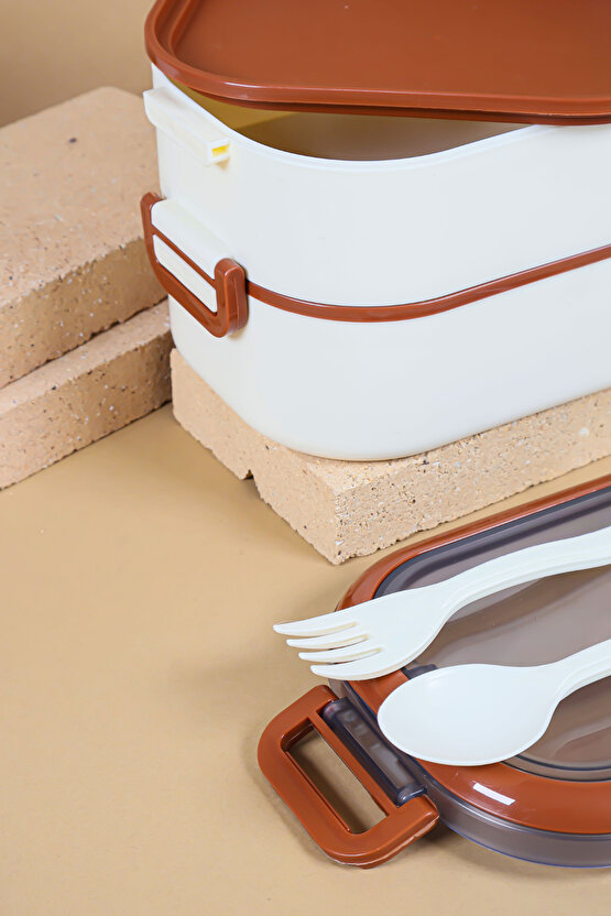 2 Katlı Sızdırmaz Taşıma Kaplı Öğle Yemeği Beslenme Saklama Kabı - Mikrodalgaya Uygun