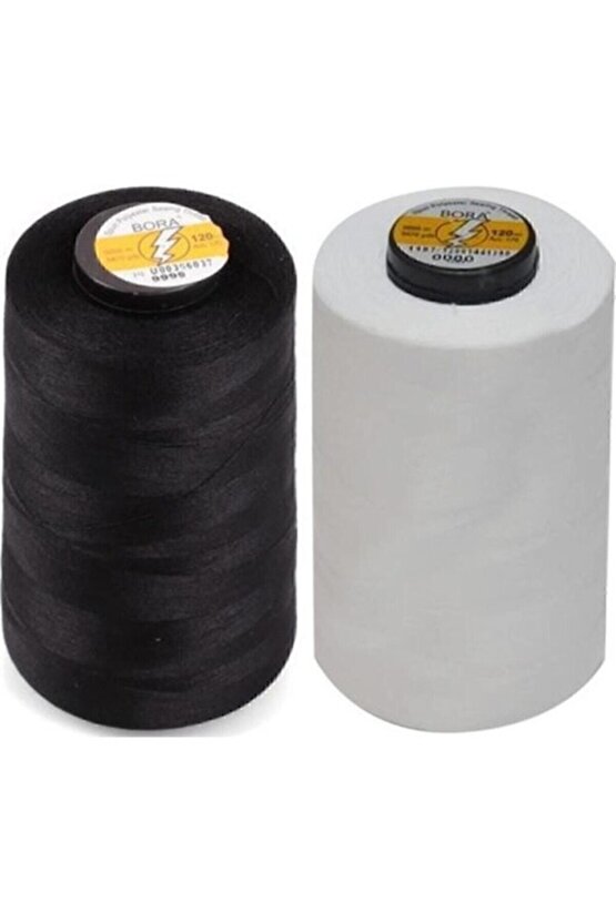 KOZALI Marka Siyah Ve Beyaz Dikiş Ipliği 5000 Metre - 2 Li Set