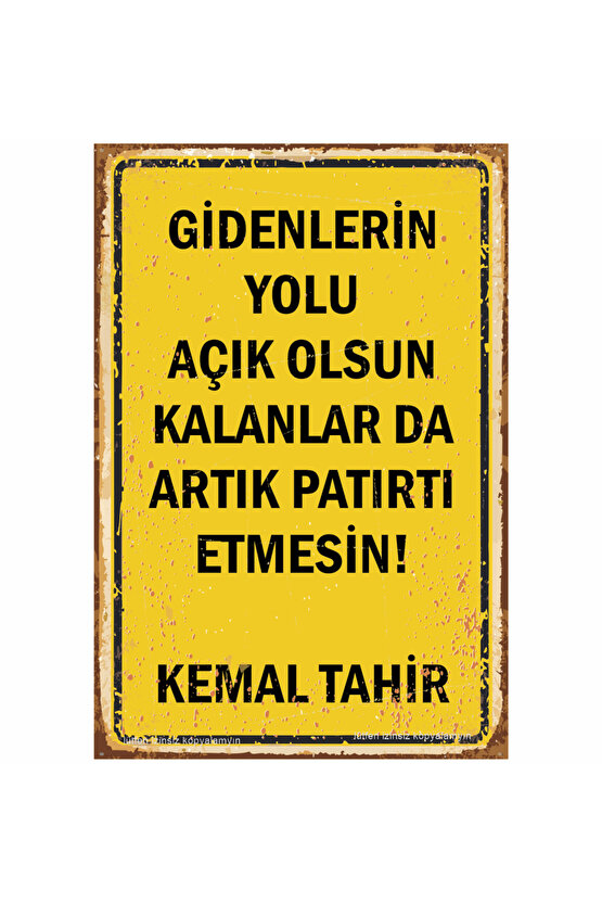 gidenlerin yolu açık olsun kemal tahir edebiyat sözleri tablo retro ahşap poster