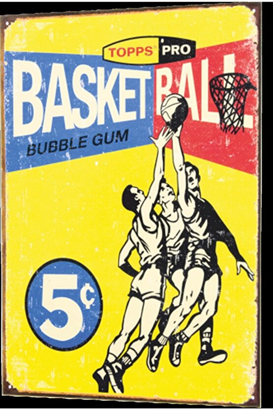 spor basketbol ribaund mücadelesi mini retro ahşap poster