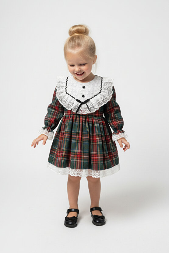 Kız Bebek Elbise Kız Çocuk Elbise Doğum Günü Parti Düğün Özel Gün Uzun Kol Astarlı Elbise