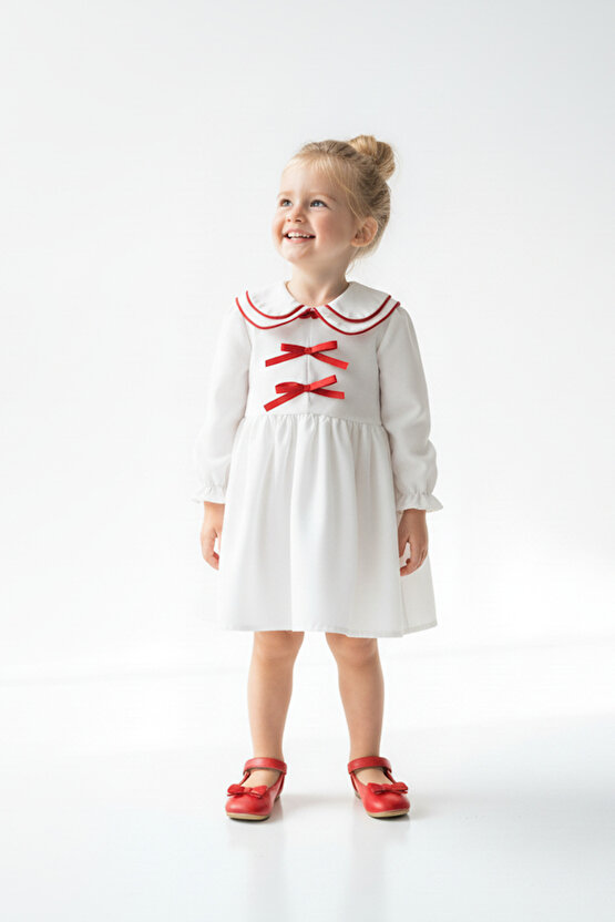 Kız Bebek Elbise Kız Çocuk Elbise Doğum Günü Parti Düğün Elbise Uzun Kollu Astarlı Elbise