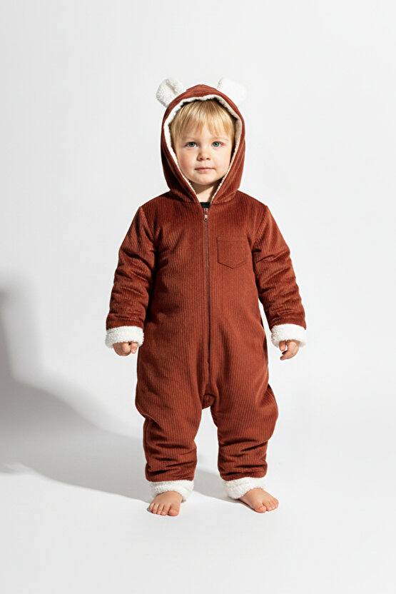 Kız Erkek Unisex Mevsimlik Çift Kat Kadife Ultrasoft Şapkalı Bebek Çocuk Uyku Tulumu Astronot Tulum