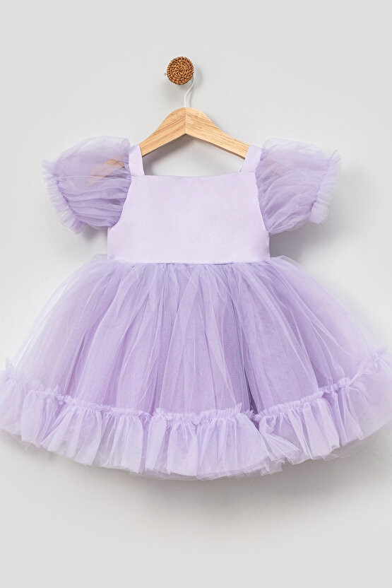 Kız Bebek Elbise Kız Çocuk Elbise Doğum Günü Parti Düğün Elbise Dantelli Kısa Kol Astarlı Elbise