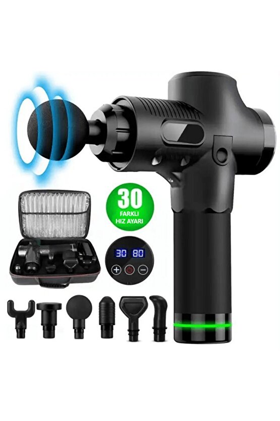 Masaj Aleti Şarjlı Masaj Tabancası Sporcu Masaj 6 Başlıklı Şarjlı Vurmalı SM-9-LUX
