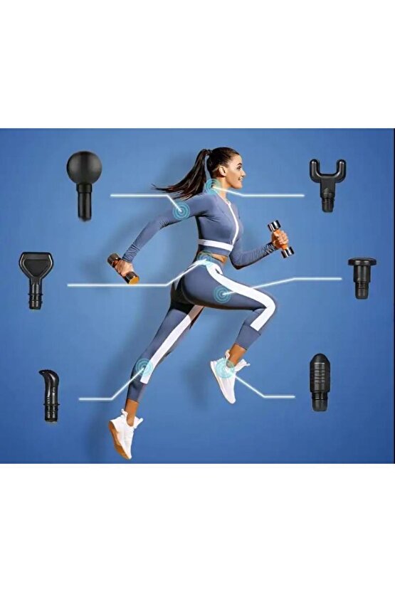 Masaj Aleti Şarjlı Masaj Tabancası Sporcu Masaj 6 Başlıklı Şarjlı Vurmalı SM-9-LUX