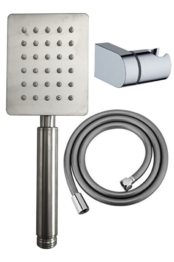 Krom Paslanmaz Duş Başlığı ve Pvc Hortumlu Takım, L Mafsal ile kolay kullanım