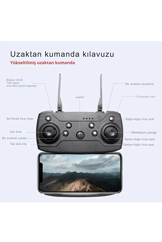 Katlanabilir Çift Kameralı 4K HD Kameralı Drone – WiFi Canlı Yayın, Uzun Menzil, 360° Akrobatik Uçuş