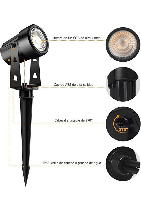 Alüminyum Gövde Gu10 Duy Kazıklı ve Duvar Konsollu Bahçe, Çiçek, Peyzaj, Ağaç Armatürü (Ampul Hariç)