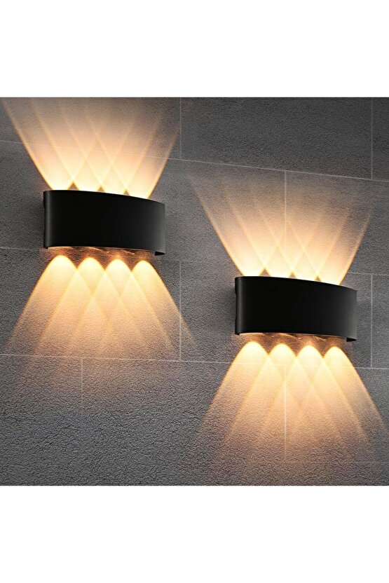 2 Adet 15 Watt, Amber Işık Ledli Çok Kaliteli İç ve Dış Mekan Aydınlatma Armatürü Bahçe Duvar Apliği
