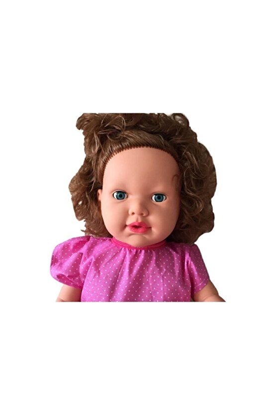 Oyuncak Büyük Boy Türkçe Konuşan Kahverengi Saçlı Et Bebek Sesli 60 cm