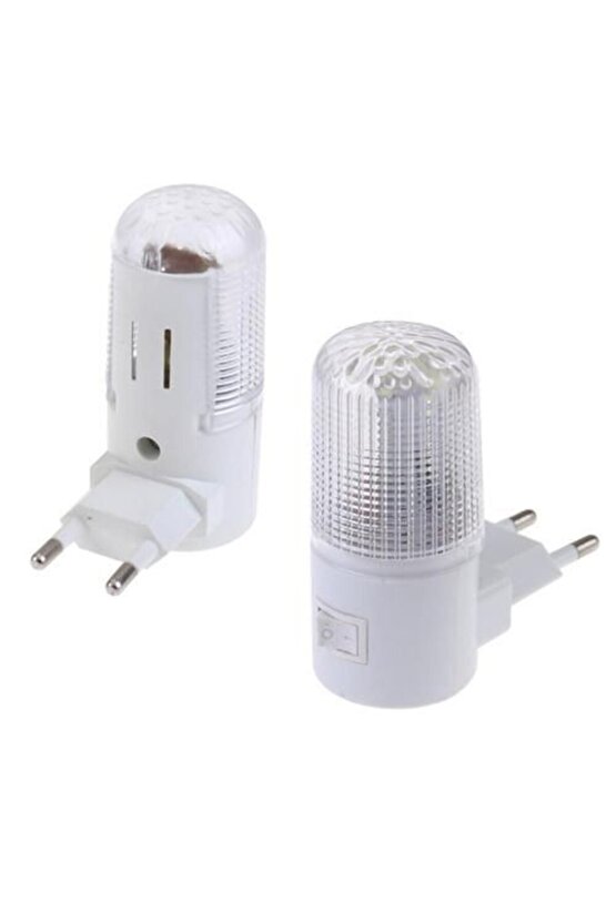 2 Adet 1 Watt Beyaz Işık, Çok Kaliteli, Fişli, Aç - Kapa Düğmeli Gece Lambası, 8 Cm Gece Lambası
