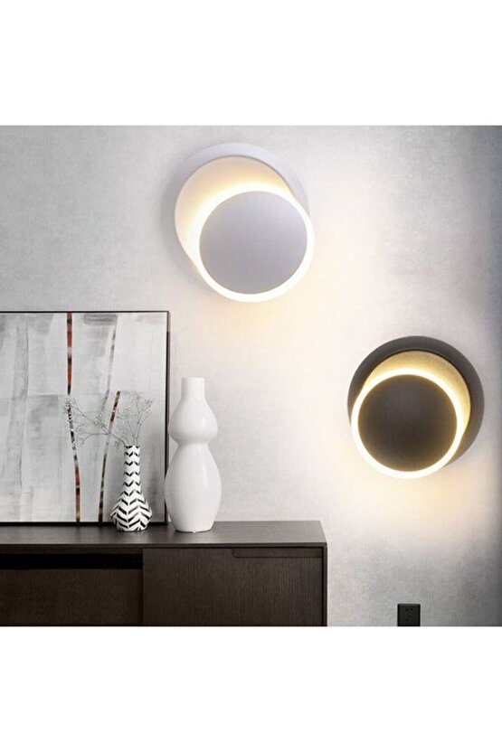 2 Adet Elektrikle Çalışır, BEYAZ ve SİYAH Alüminyum Kasa, Modern Aplik, 6 Watt Günışı Led Armatür
