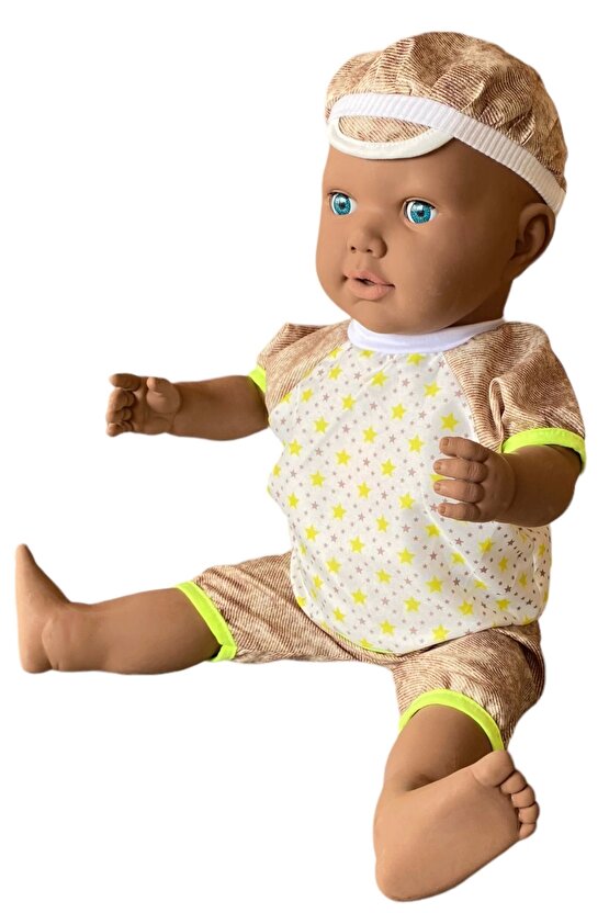 Oynar Gözlü Türkçe Konuşan Siyahi Berke Kel Et Bebek 60 Cm. - Konuşabilen Bebek - Kel Büyük Bebek